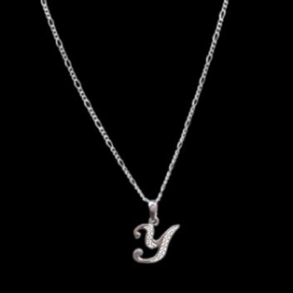 925‎ sterling silver alphabet letter Y pendant necklace